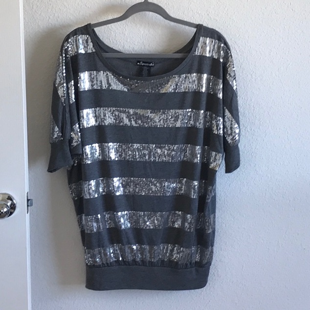 Gray Sequin Blouse.